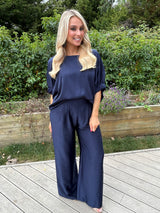 Cannes Navy Satin Pants - Image unknown