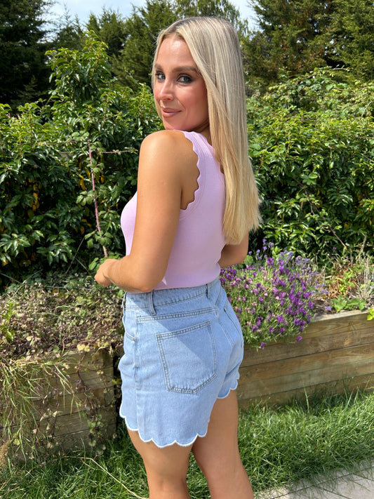 Sara Scallop Top Lilac - Image 1
