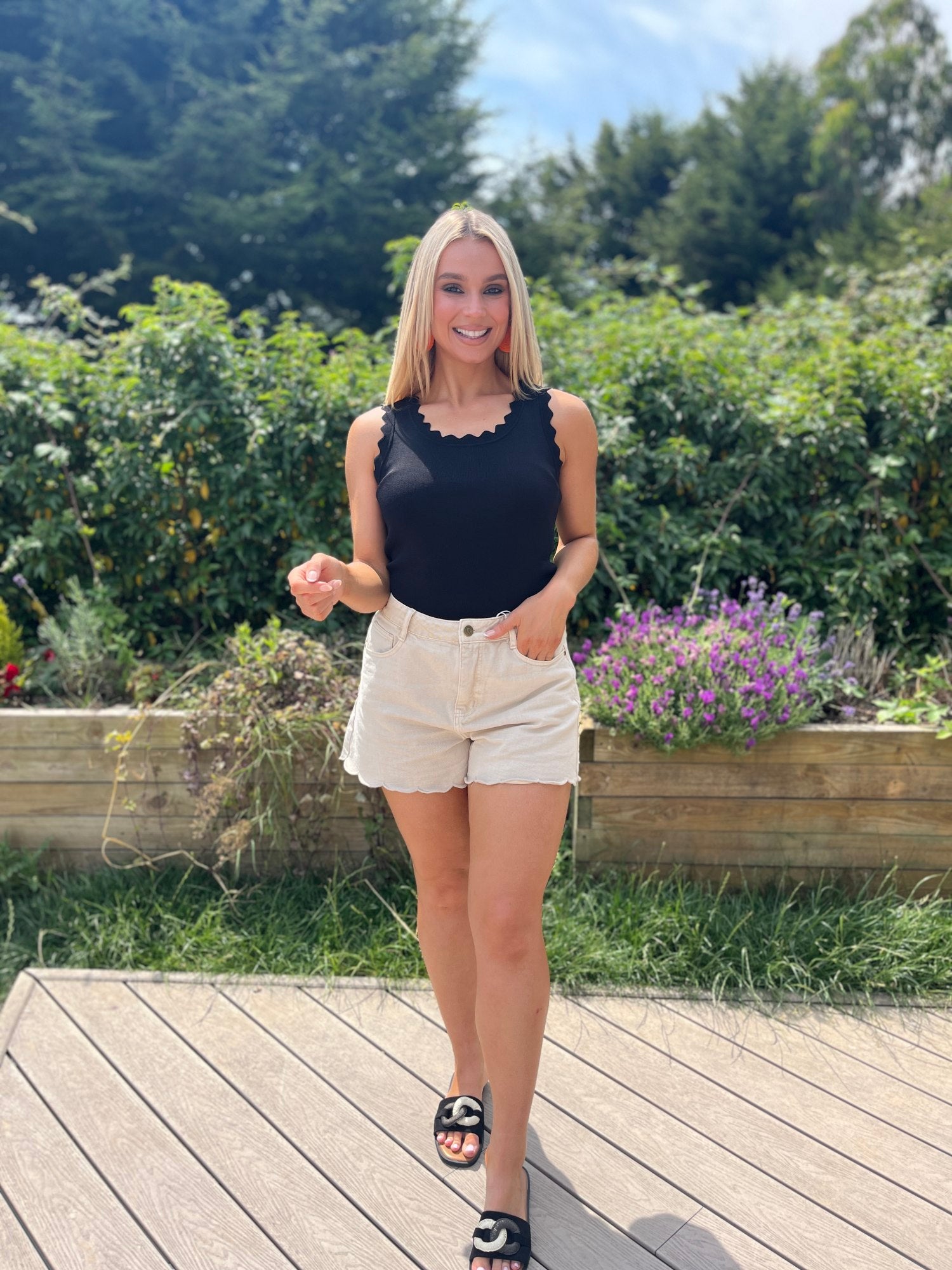 Sara Scallop Top Black - Image 2