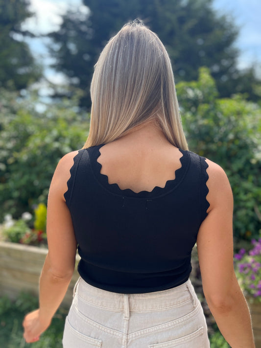 Sara Scallop Top Black - Image 1