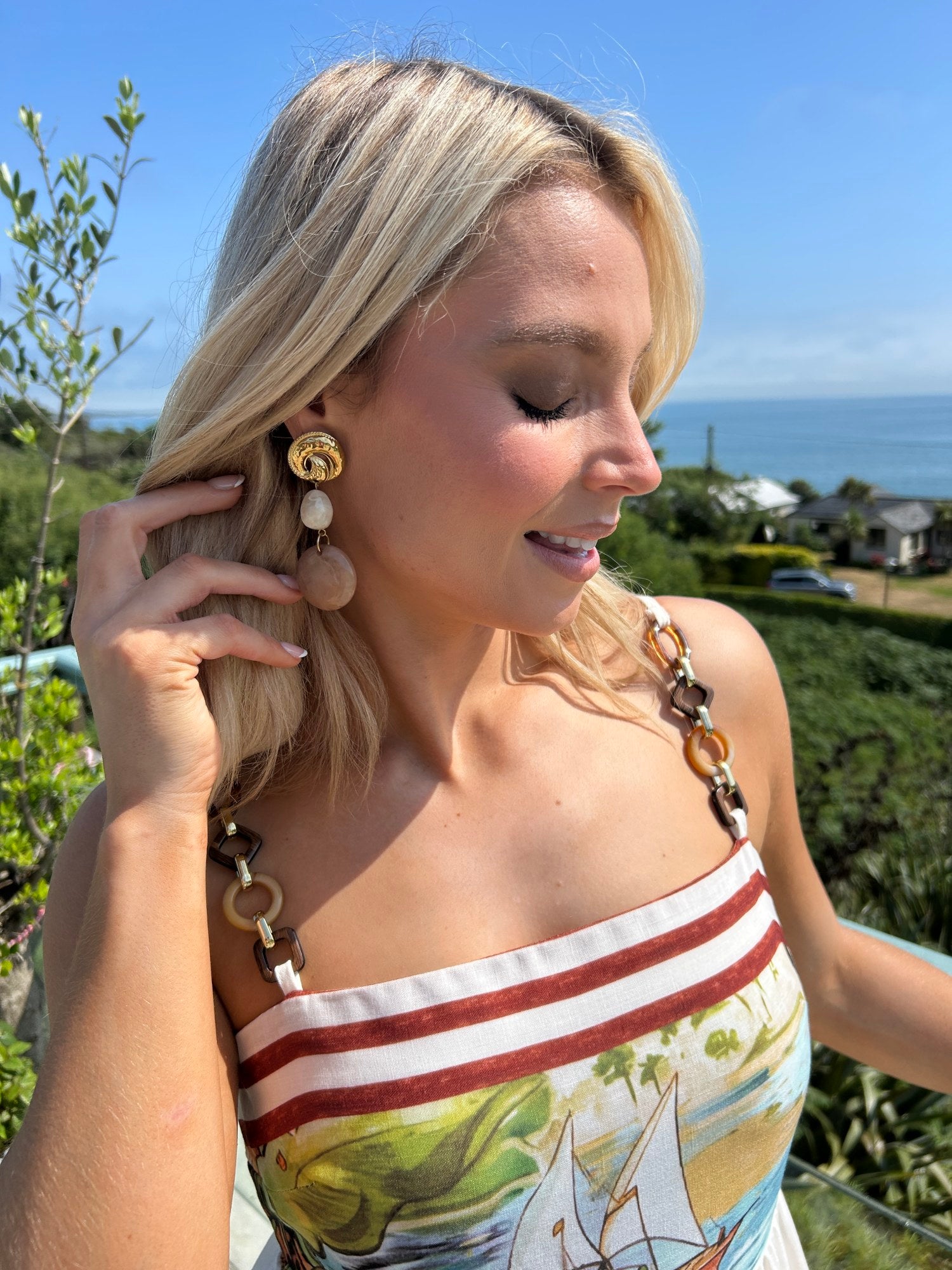Mia Drop Earring Taupe