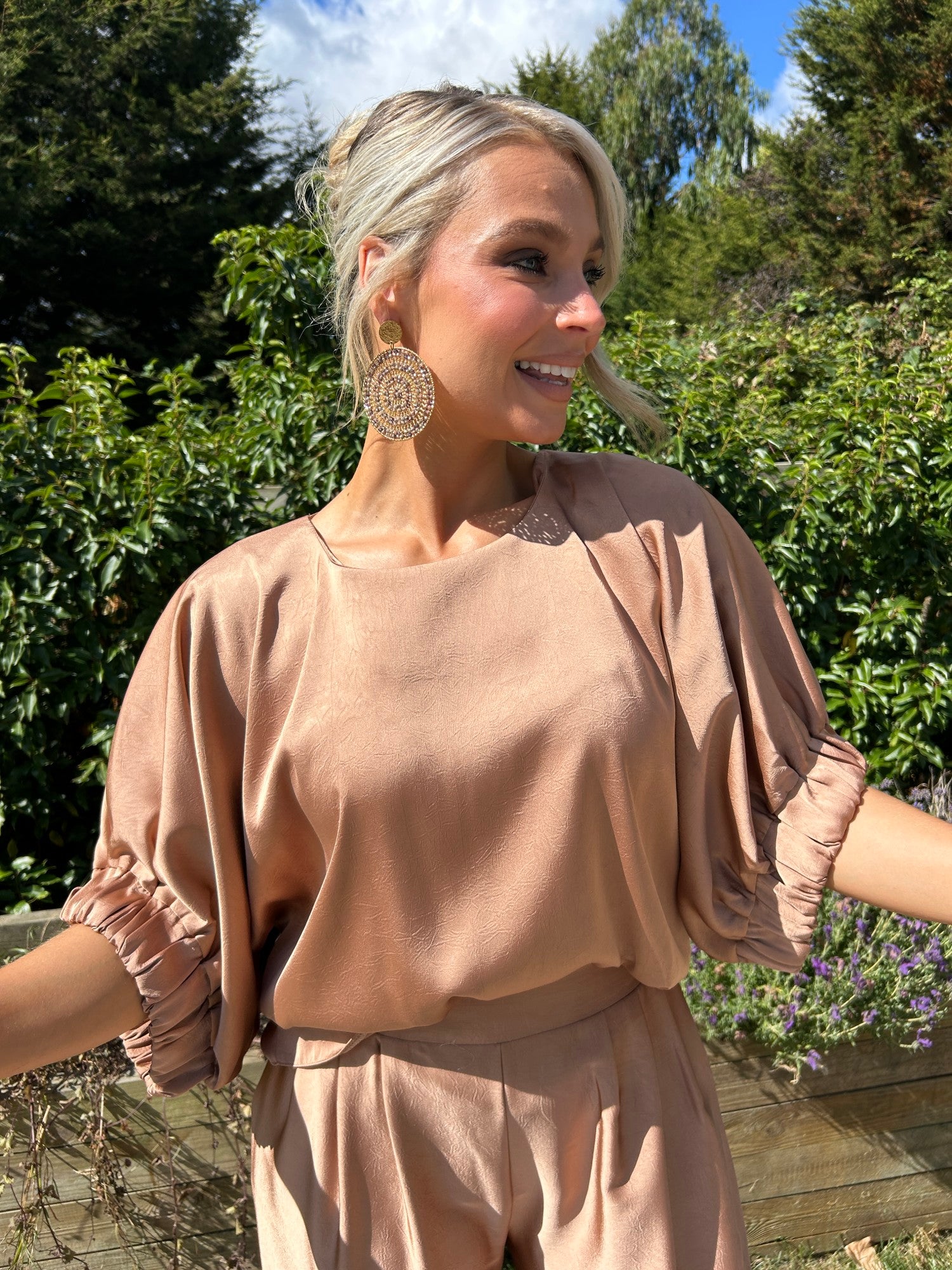 Cannes Bronze Satin Pants - Image 3