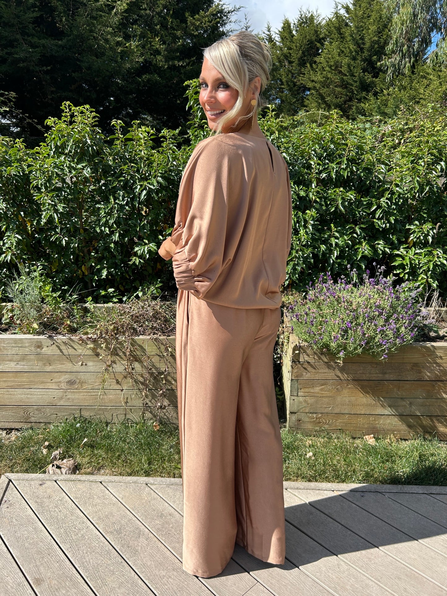 Cannes Bronze Satin Pants - Image 1