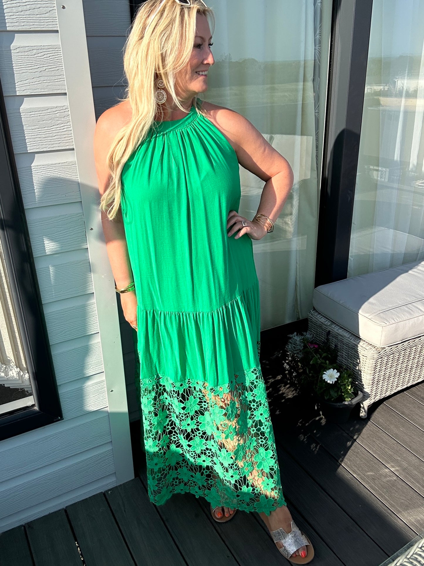 Cleo Lace Dress Green - Image 3