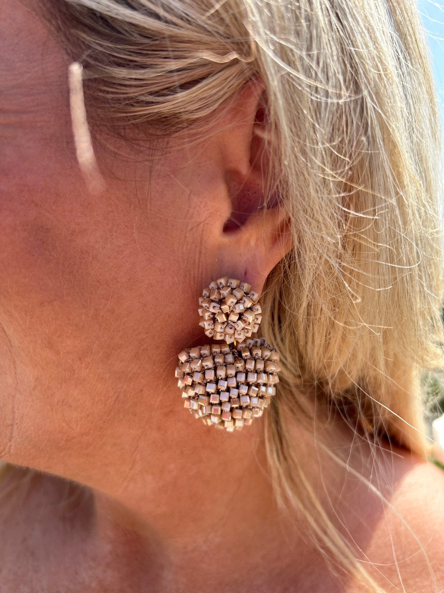 Ria Heart Earring Taupe