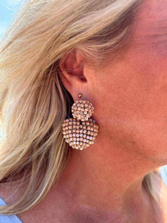 Ria Heart Earring Taupe