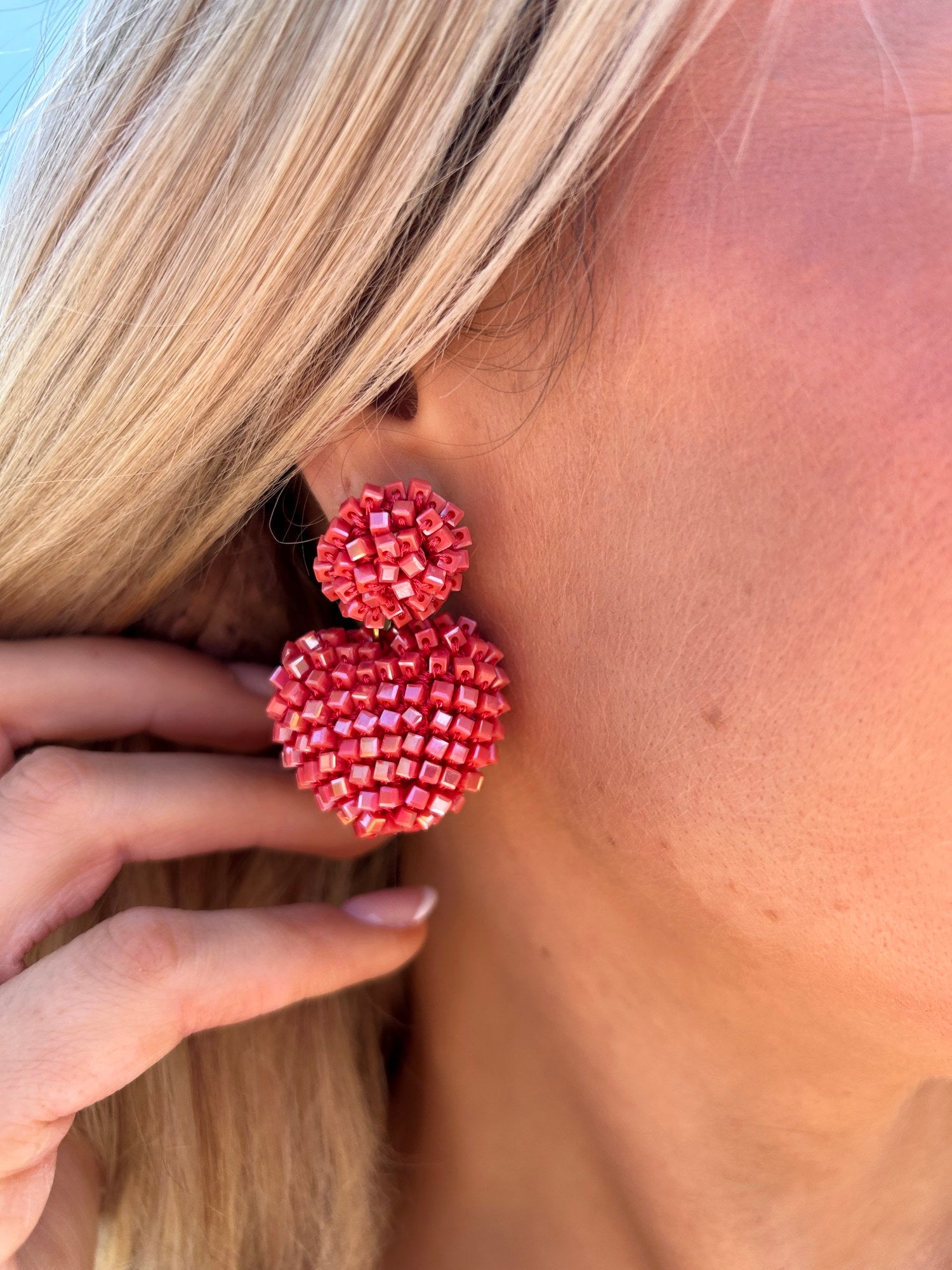 Ria Heart Earring Red