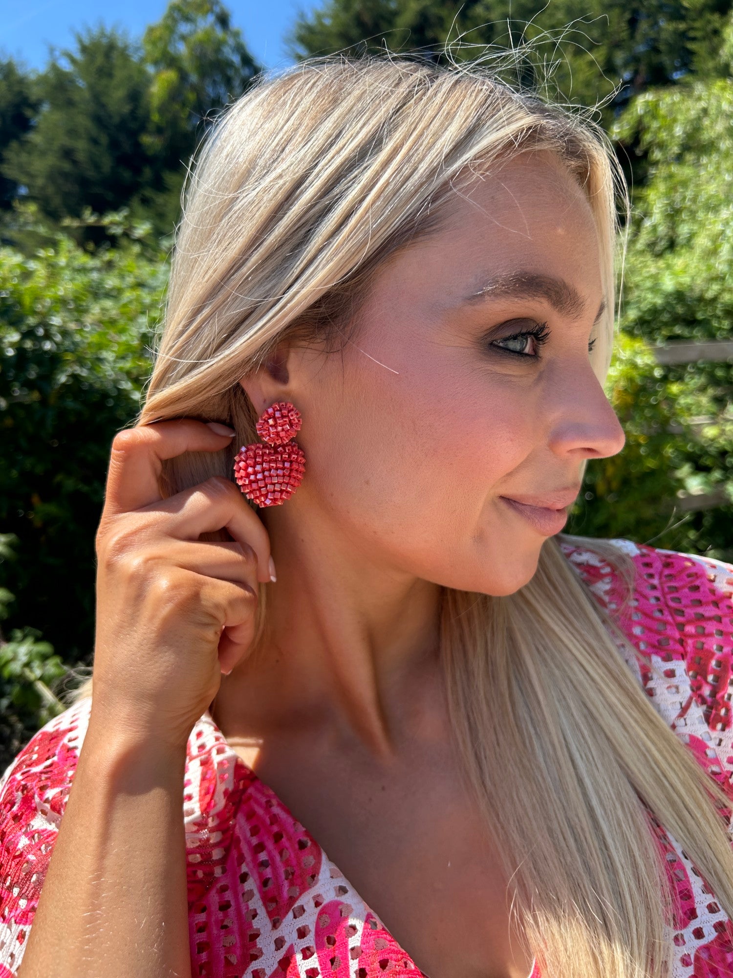 Ria Heart Earring Red