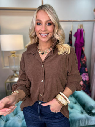 Tori Cord Shirt Chocolate - Image 2