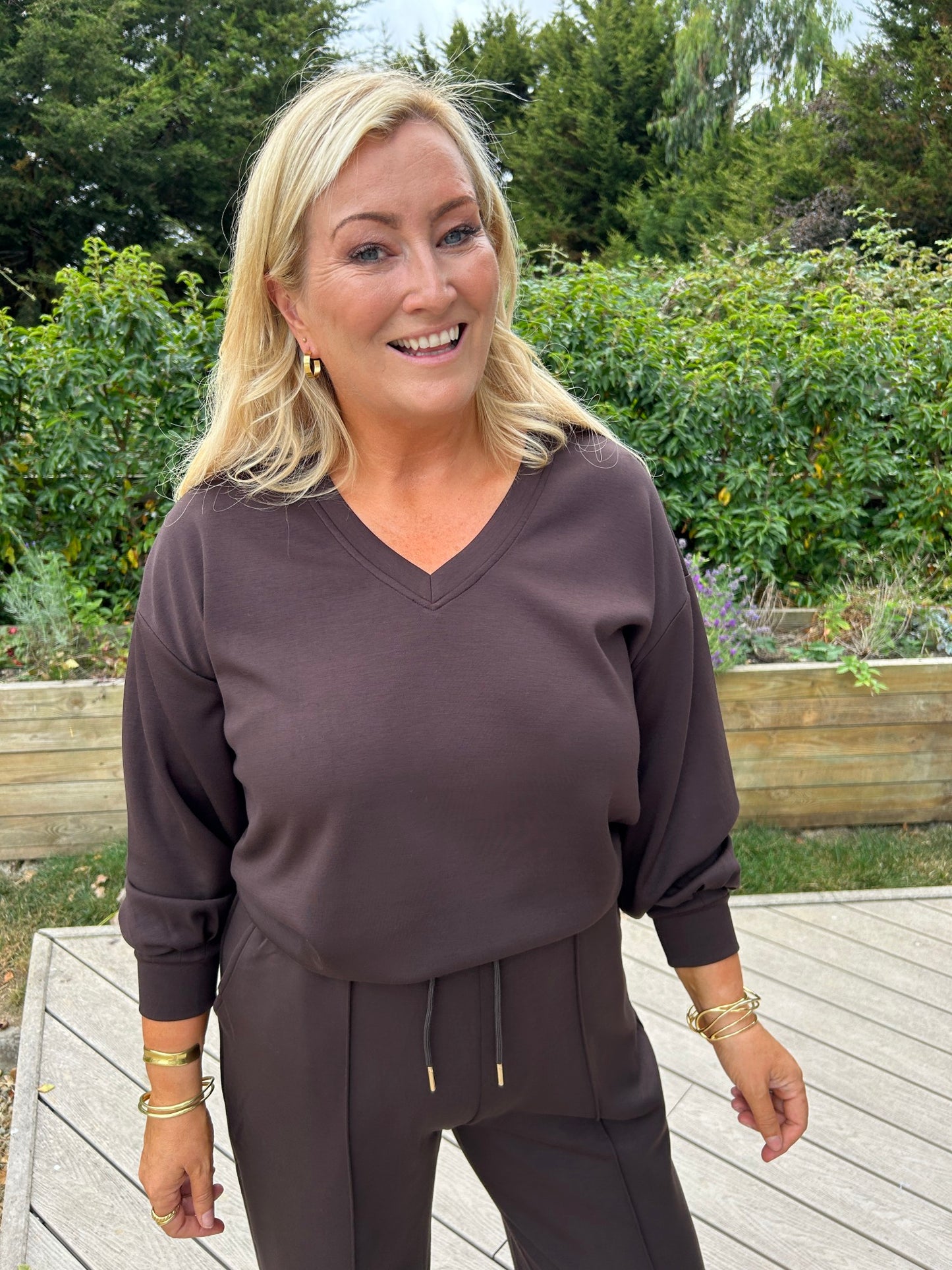 Elara V Neck Sweater Chocolate - Image unknown