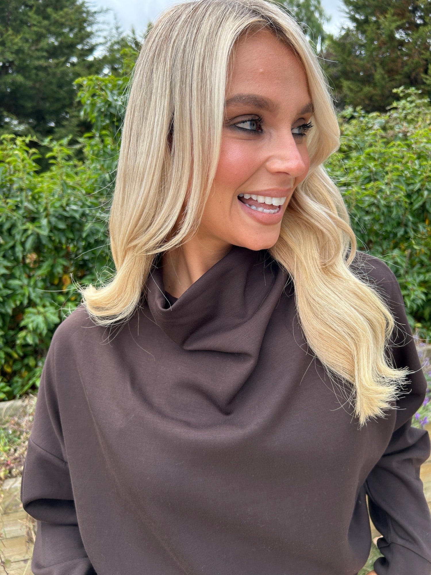 Sable Cowl Neck Top Chocolate - Image 1