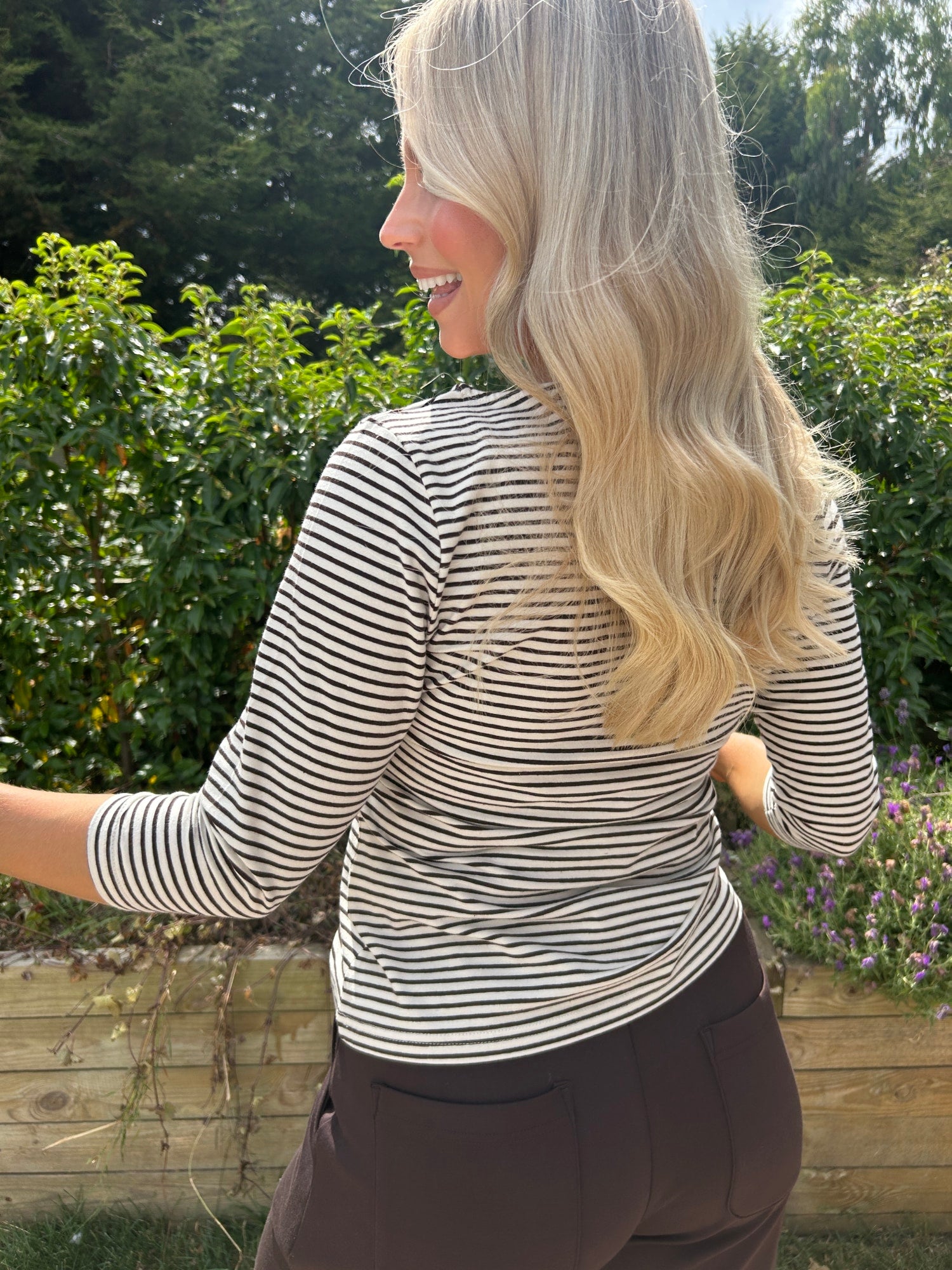 Paloma Stripe Tee Chocolate - Image 1
